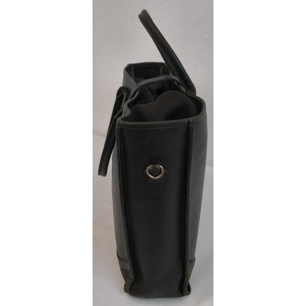 Michael Green Leather Tote Bag Black Sturdy Laptop Bag Office Wear #W5108